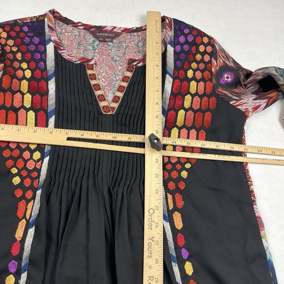 Ranna Gill Boho Tunic Blouse Embroidered Festival Top 3/4 Sleeve Boho Shirt XS - Picture 7 of 11